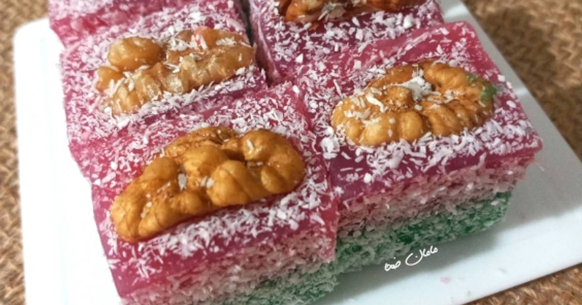 طرز تهیه باسلوق ژله ای دو رنگ یلدایی ساده و خوشمزه توسط 🇮🇷 🌺 مامان ضحا