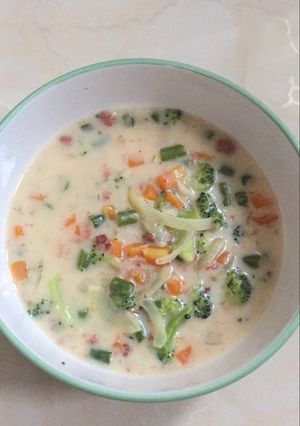 Foto resep Tumis sayuran kornet kuah keju untuk anak