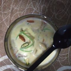 Mango custard ice cream falooda A picture of Mango custard ice cream falooda.