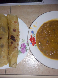 A picture of Chapati and Beans.