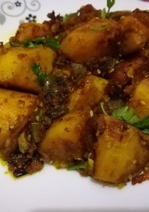 A picture of Oven roasted sweet potatoes.