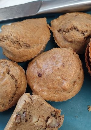 A picture of Walnut muffins 😋 😋 🧁 low sugar. Airfyer.