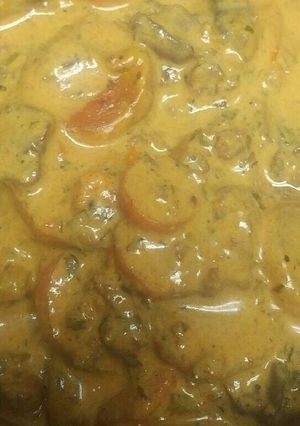 A picture of Cream Cheese and Carrot Soup.
