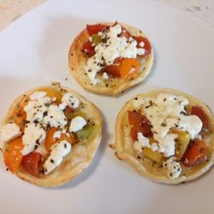 A picture of Feta and rainbow tomato tartlet.