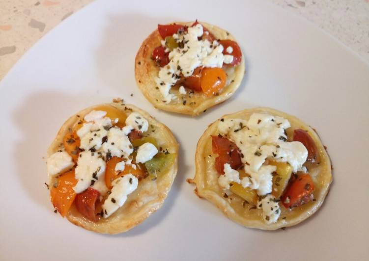 Feta and rainbow tomato tartlet