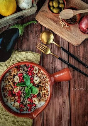 صورة لوصفة فتة الباذنجان🍆 مع الحمص بطريقة صحيه🥬