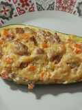 Calabacín relleno de pollo y mascarpone