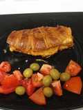 Cruasanes con chistorra y tortilla cuadrada