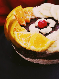 A picture of Mix fruit caramalized carrot cake.