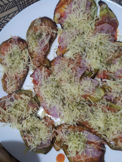 Una foto de Mini pizzas de berenjena
