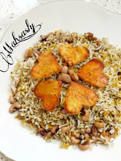 عکسی از دستور 💕 شوید پلو با لوبیا چشم بلبلی😍