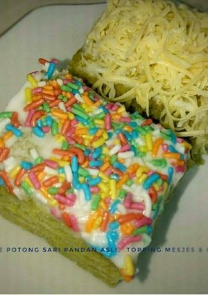 Foto resep Cake Pandan Potong topping meisjes dan keju