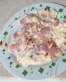 Huevos revueltos con jamón sin aceite
