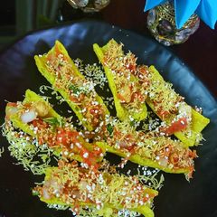 A picture of Fryums (boti) chaat.