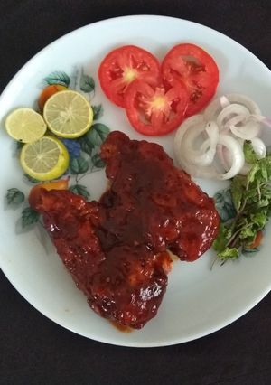 A picture of BBQ Fried Cheesy Chicken.