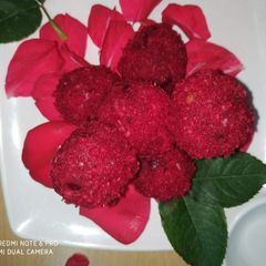 A picture of Rose Coconut Ladoo.