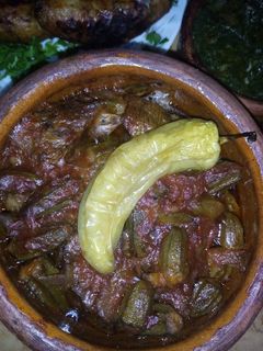 صورة لوصفة طاجن بامية باللحمة