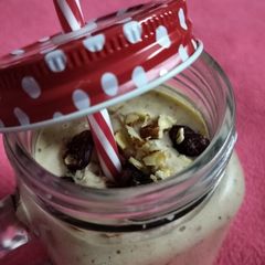 A picture of Apple grapes dryfruits oats smoothie.