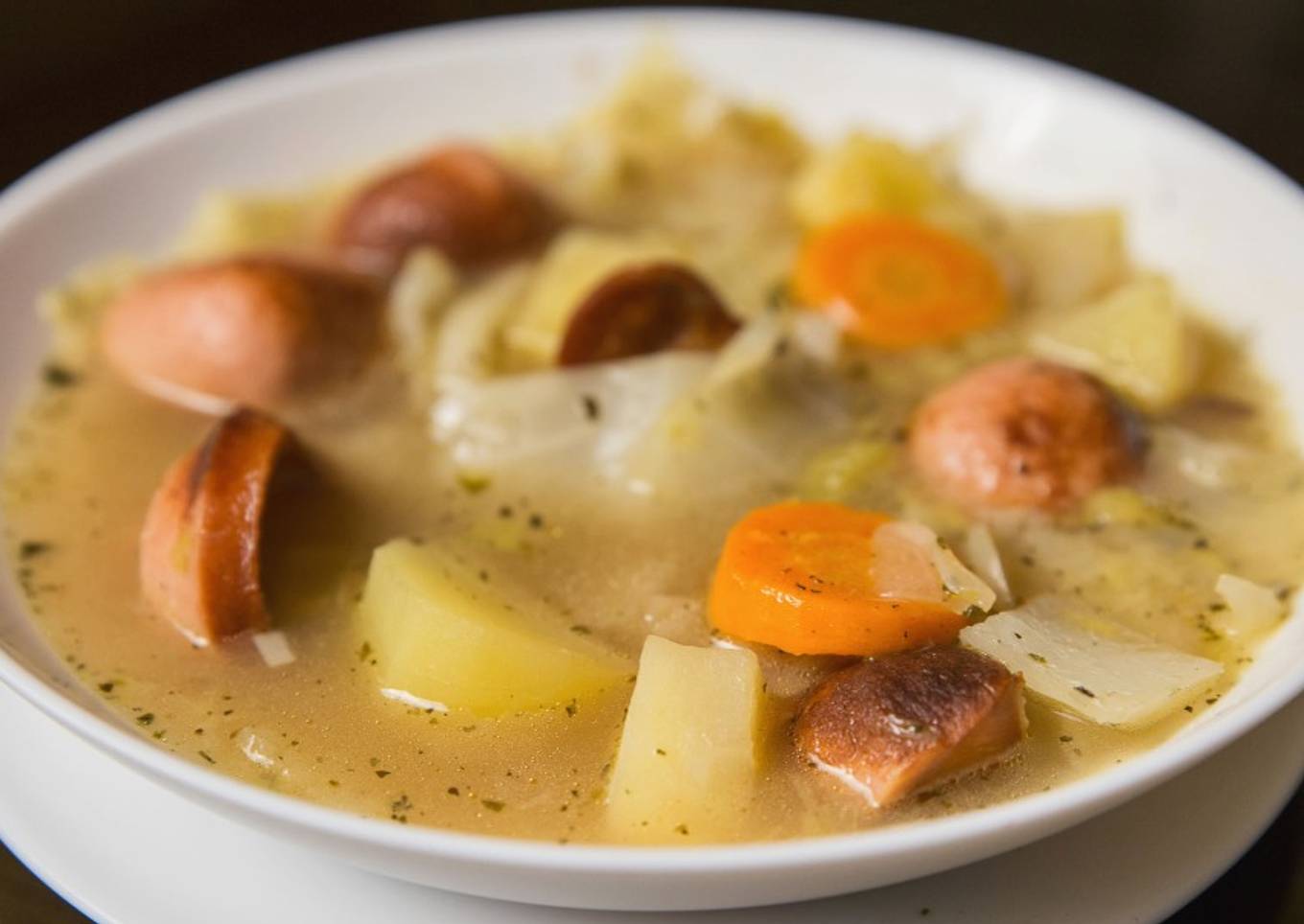 Cabbage and sausage soup