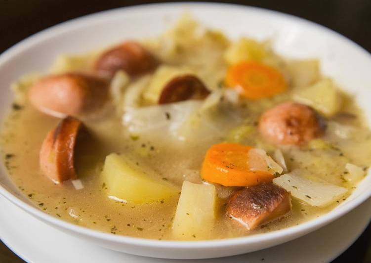 Sunday Fresh Cabbage and sausage soup