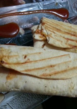 A picture of Mc Donald style paneer wrap.