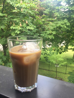 A picture of French vanilla iced coffee.