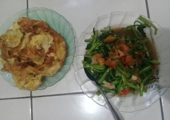 Cara Gampang Menyiapkan Menu Malam Jumat Telor dadar n Tumis Kangkung Mantaaap Anti Gagal