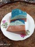 Puding Lumut Bunga Telang Cokelat