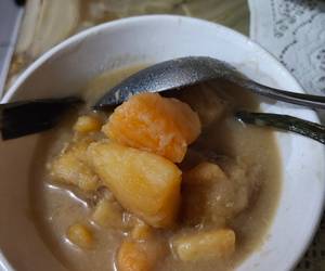 Resep Populer Kolak Pandan Ubi cilembu dan pisang tanduk dgn Santan asli Enak Sederhana