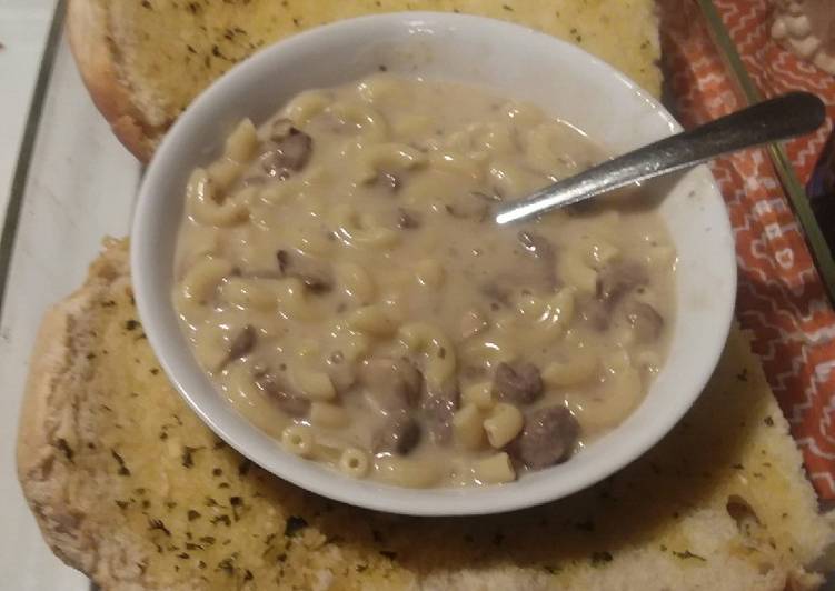 Recipe of Any-night-of-the-week Mushroom and onion cheese steak pasta