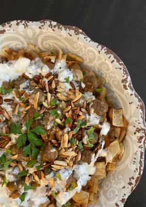 صورة لوصفة فتة داوود باشا بصوص الباذنجان اللذيذ