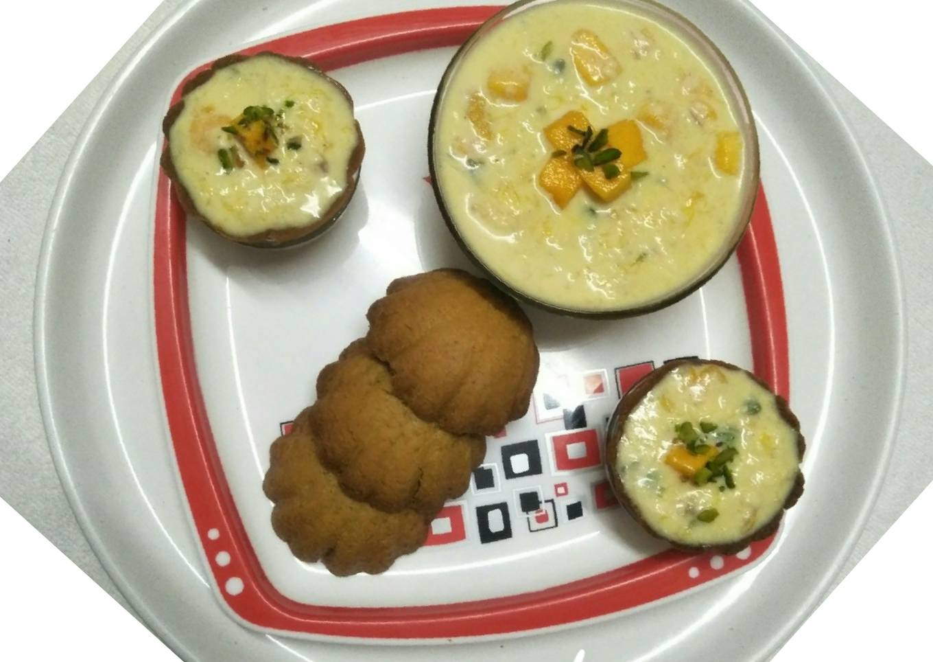 Mango Rabri in mango tart shell