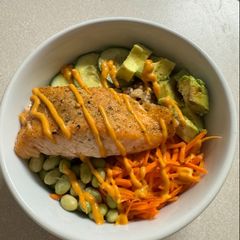 A picture of Salmon Sushi Rice Bowl.