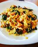 Arroz  salteado con col rizado y uvas pasas - veggie - pechuga de pollo