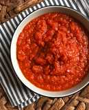Salsa de tomate frito casero express y sin manchar, usando el microondas
