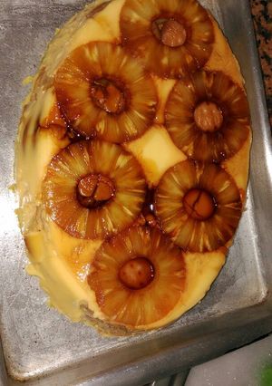 Una foto de Flan de piña con galletas María