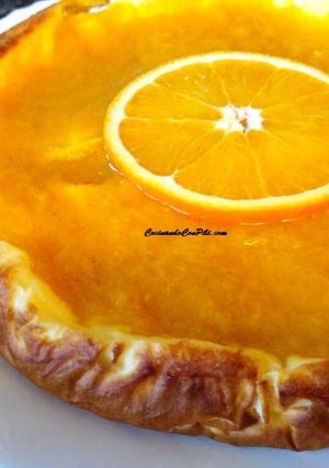 Una foto de Tarta de queso light con mermelada de naranja sin azúcar