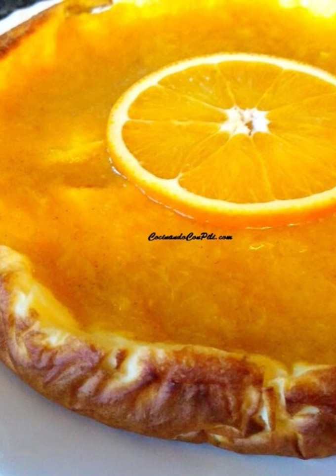 Una foto de Tarta de queso light con mermelada de naranja sin azúcar