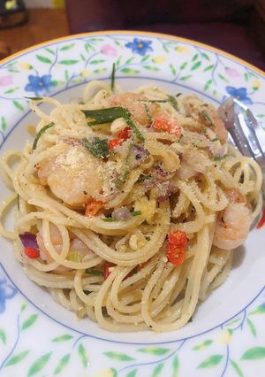Foto resep Spaghetti Udang Sambal Matah