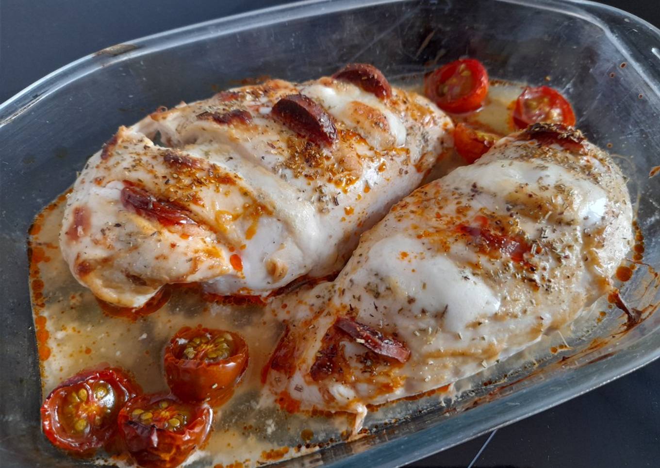 Pechugas de pollo rellenas de chorizo y mozzarella