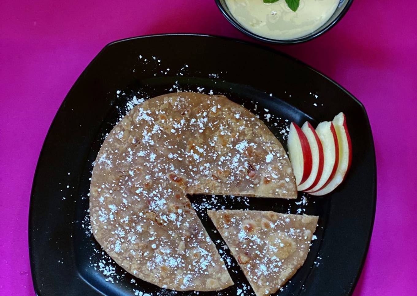 Apple Cinnamon Paratha with Custard Sauce