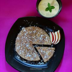 Apple Cinnamon Paratha with Custard Sauce A picture of Apple Cinnamon Paratha with Custard Sauce.