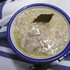 A picture of A taste of traditional Chicken Soup with Rice.