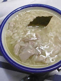 A picture of A taste of traditional Chicken Soup with Rice.