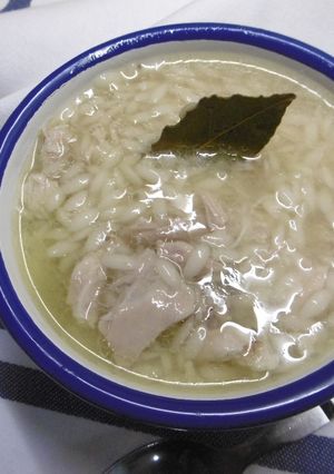 A picture of A taste of traditional Chicken Soup with Rice.