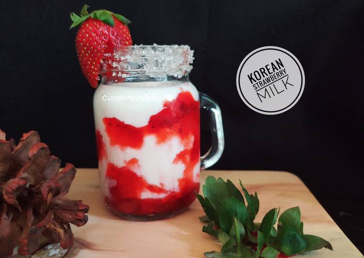 Resep Korean Strawberry Milk, Enak