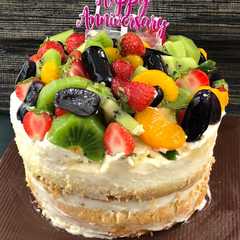 A picture of Lemon Cake with Tropical Fruit.