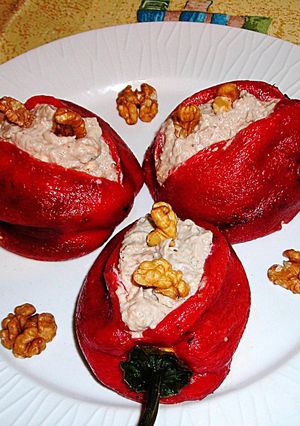 Foto principal de Pimientos asados rellenos de queso de cabra para la Nochebuena