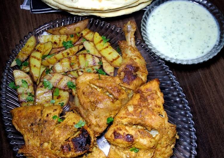 Recipe of Favorite Chicken Masala Tikka with Grilled Potato Wedges