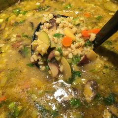 A picture of Mushroom barley soul soup.